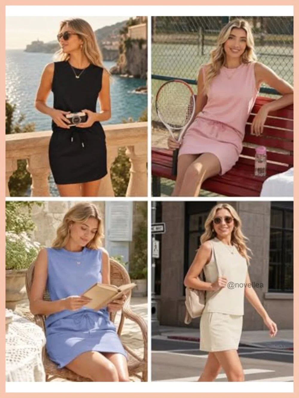 2 Piece Skort Set for Women Sleeveless Tennis Outfit Summer Matching Sets S-2XL